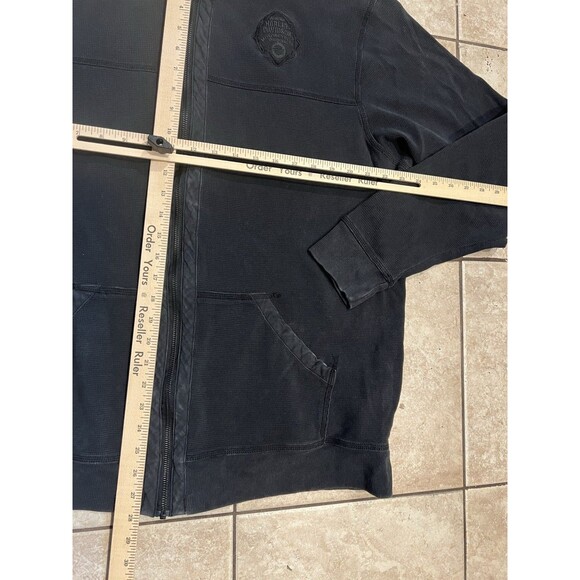 Harley Davidson Hoodie Mens XXL 2XL Black Thermal Waffle Knit Full Zip Skull - Picture 8 of 11